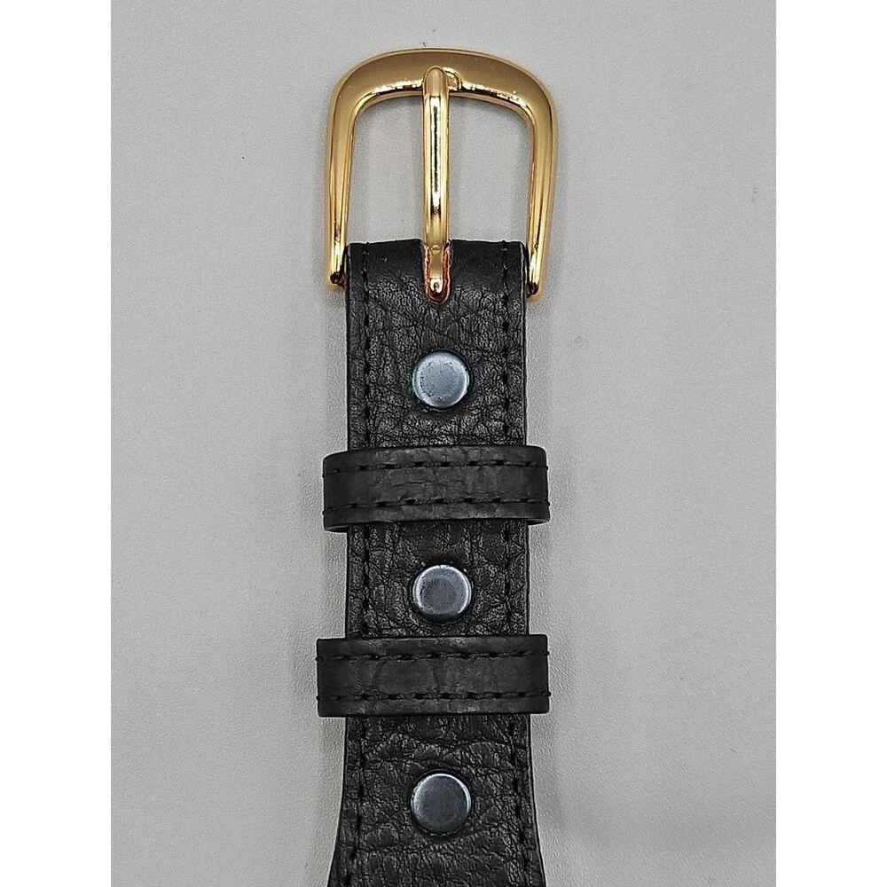 Hand Crafted Shrunken Bull Black Crescent Leather Belt 35 USA Made 1-1/4